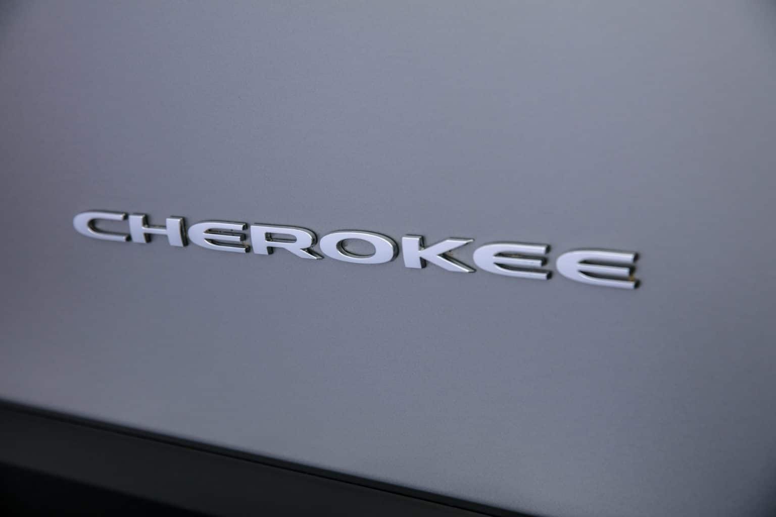 The Jeep Cherokee logo on the trim.