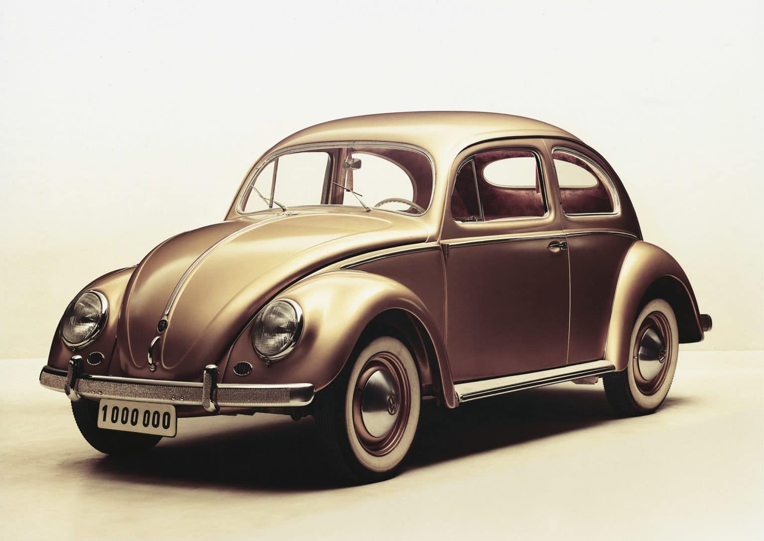 Sepia-toned image of a VW Bettle.