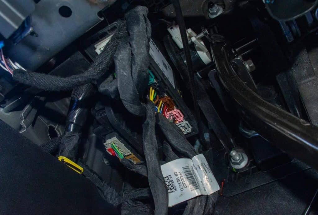 Wiring underneath a truck console