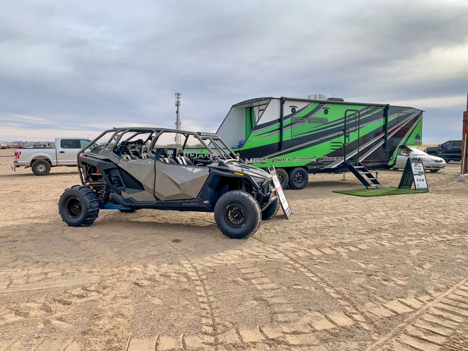 A Polaris RZR Pro Turbo 45 UTV and a Genesis Overnighter Trailer