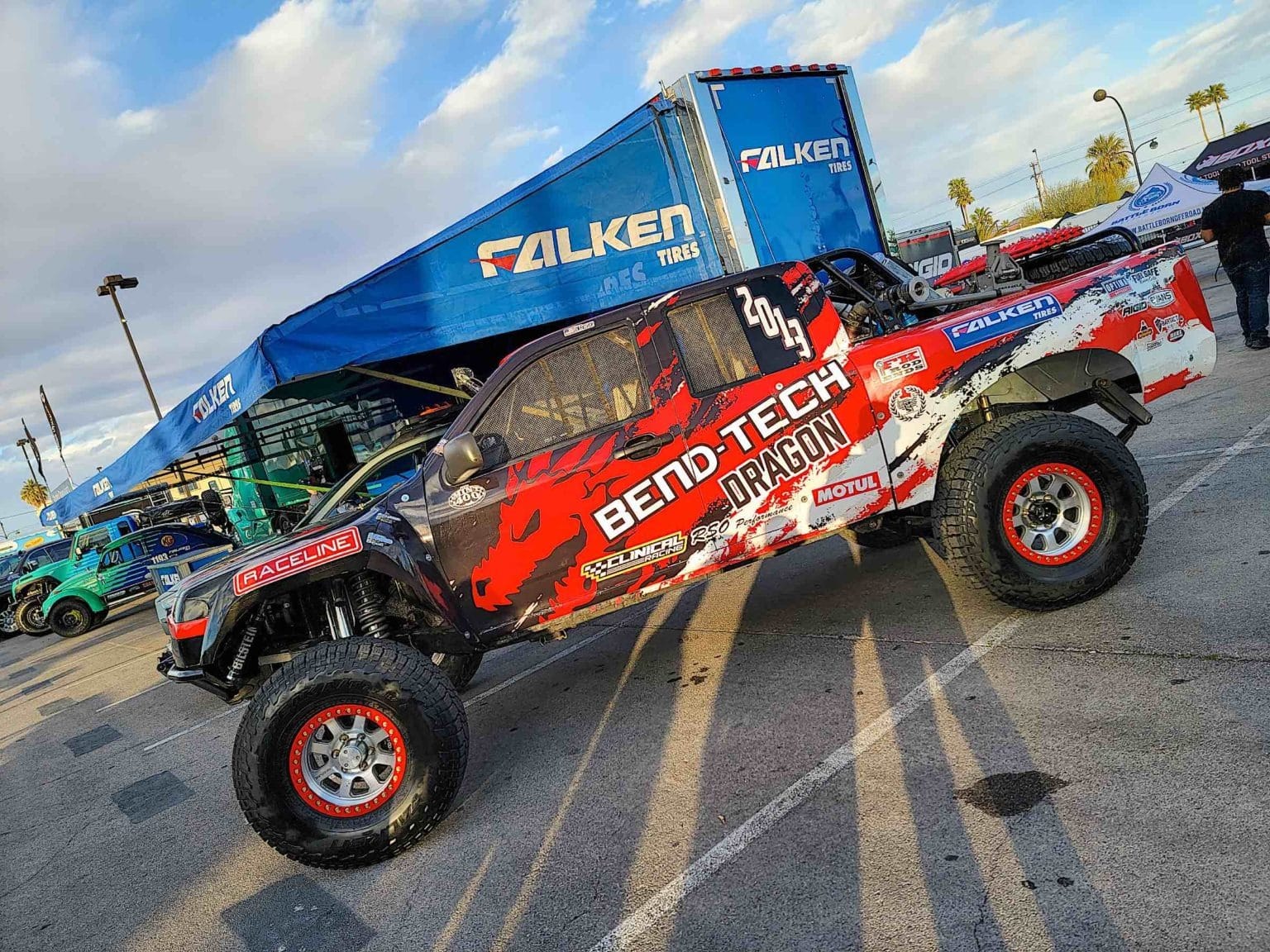 Side view of a Class 2000 racing truck at the Mint 400 Off-Road Festival