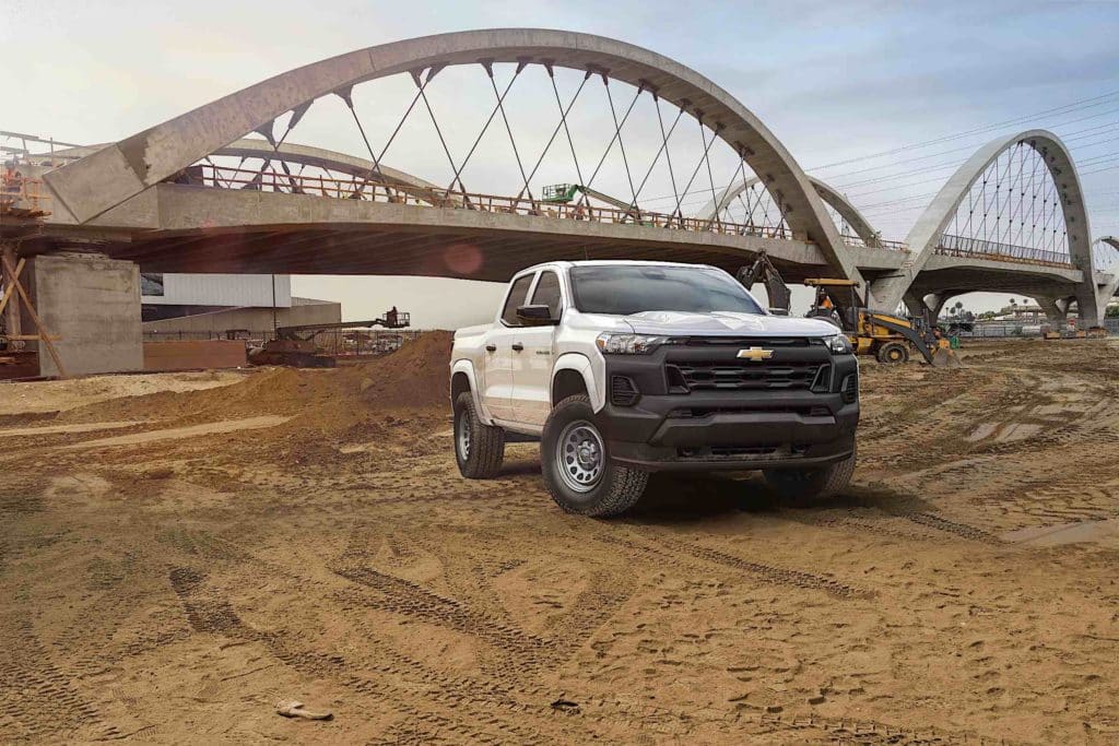 A white 2023 Chevrolet Colorado.