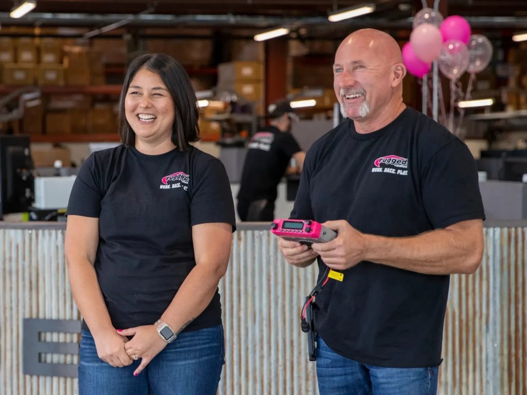 A man and a woman standing at an event to Mission Hope Cancer Center in Santa Maria.