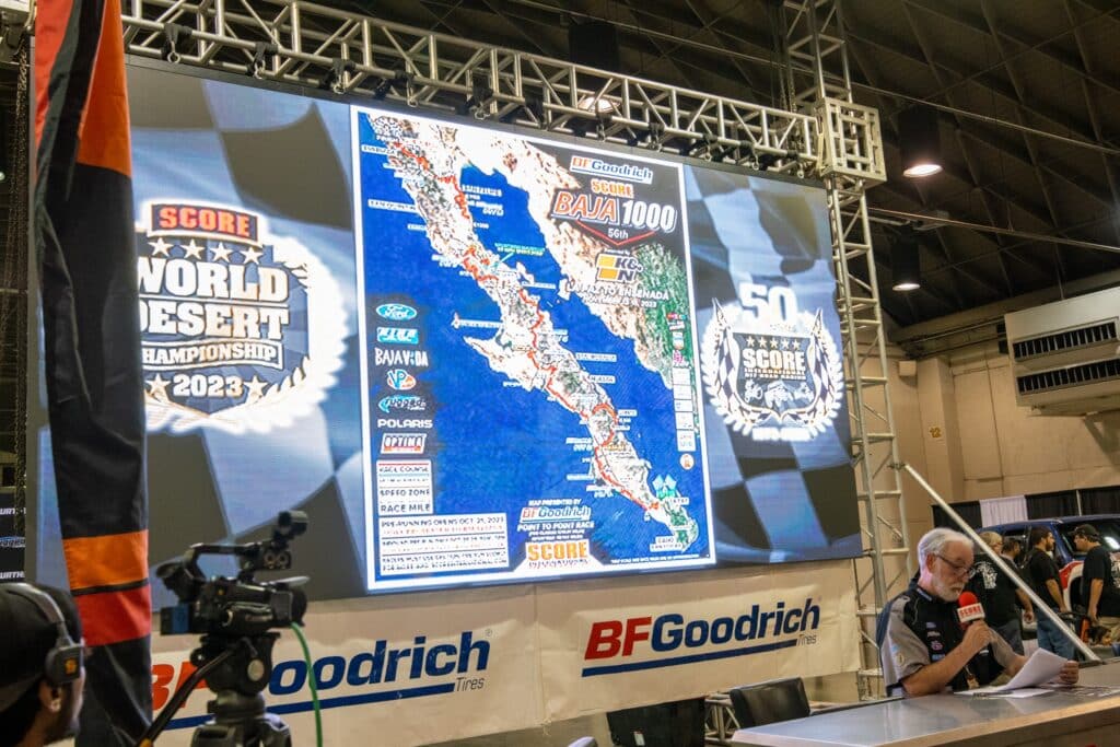 A map of the 56th SCORE Baja 1000 unveiled at the Off-Road Expo