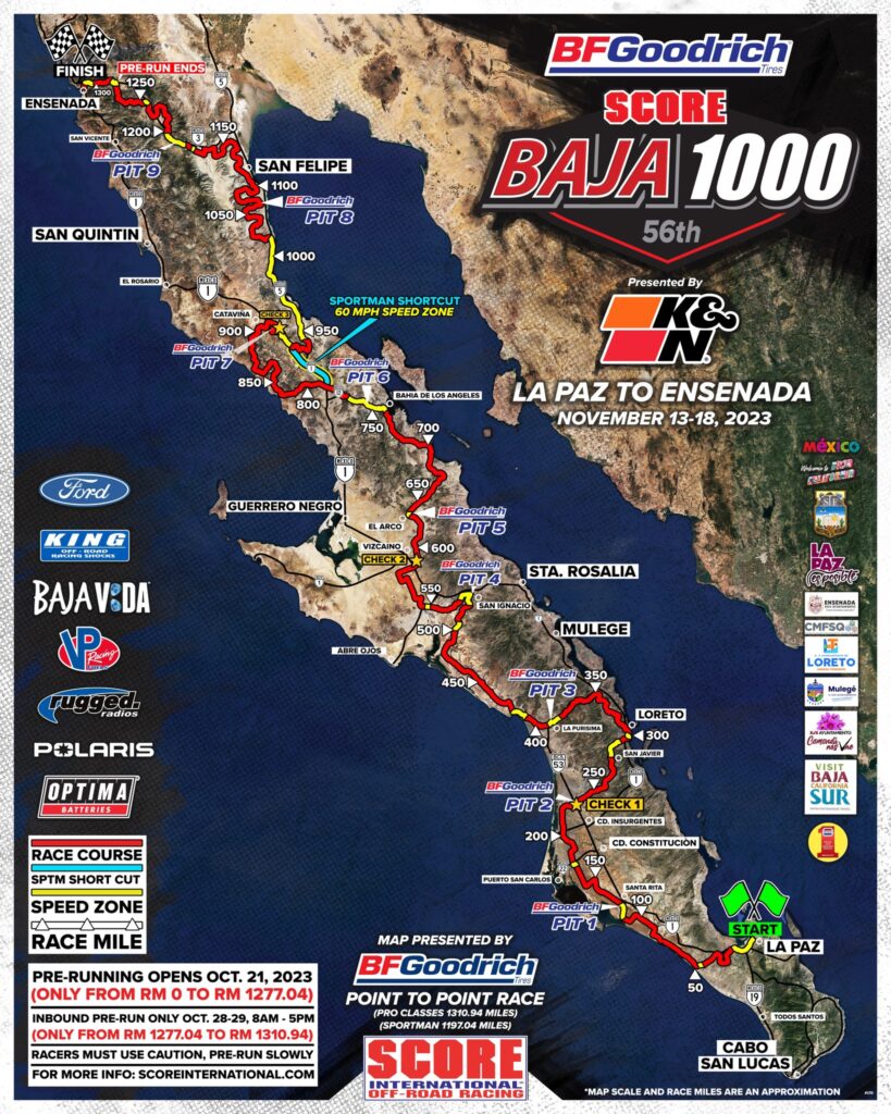 The 56th SCORE Baja 1000 Map